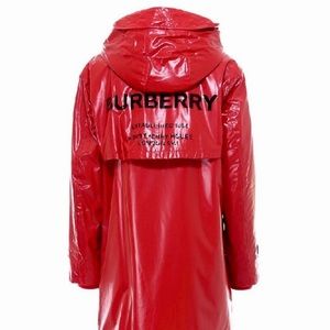 NWT Burberry Horseferry-Print Logo Parka Coat, Red